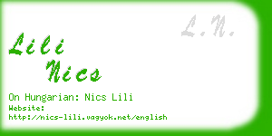 lili nics business card